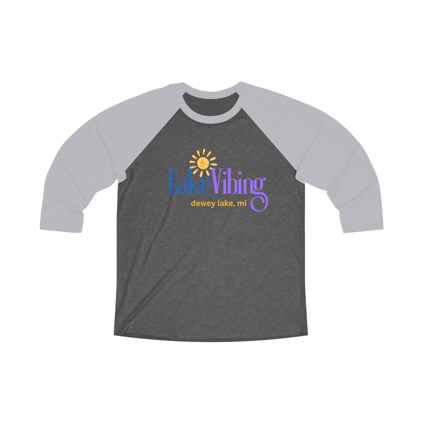 Lake Vibing, Dewey Lake, MI Unisex Tri-Blend 3\4 Raglan Tee