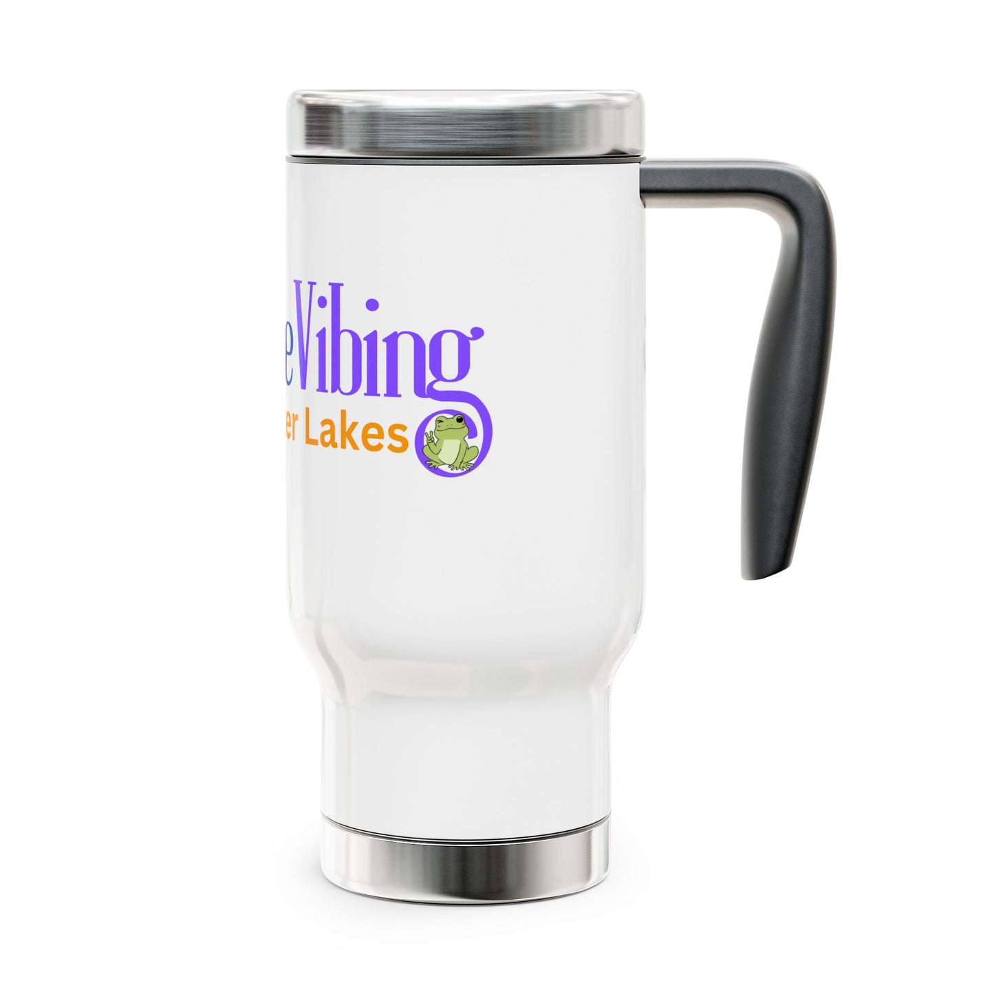 LakeVibing Frog Stainless Steel Travel Mug with Handle (Personalized)