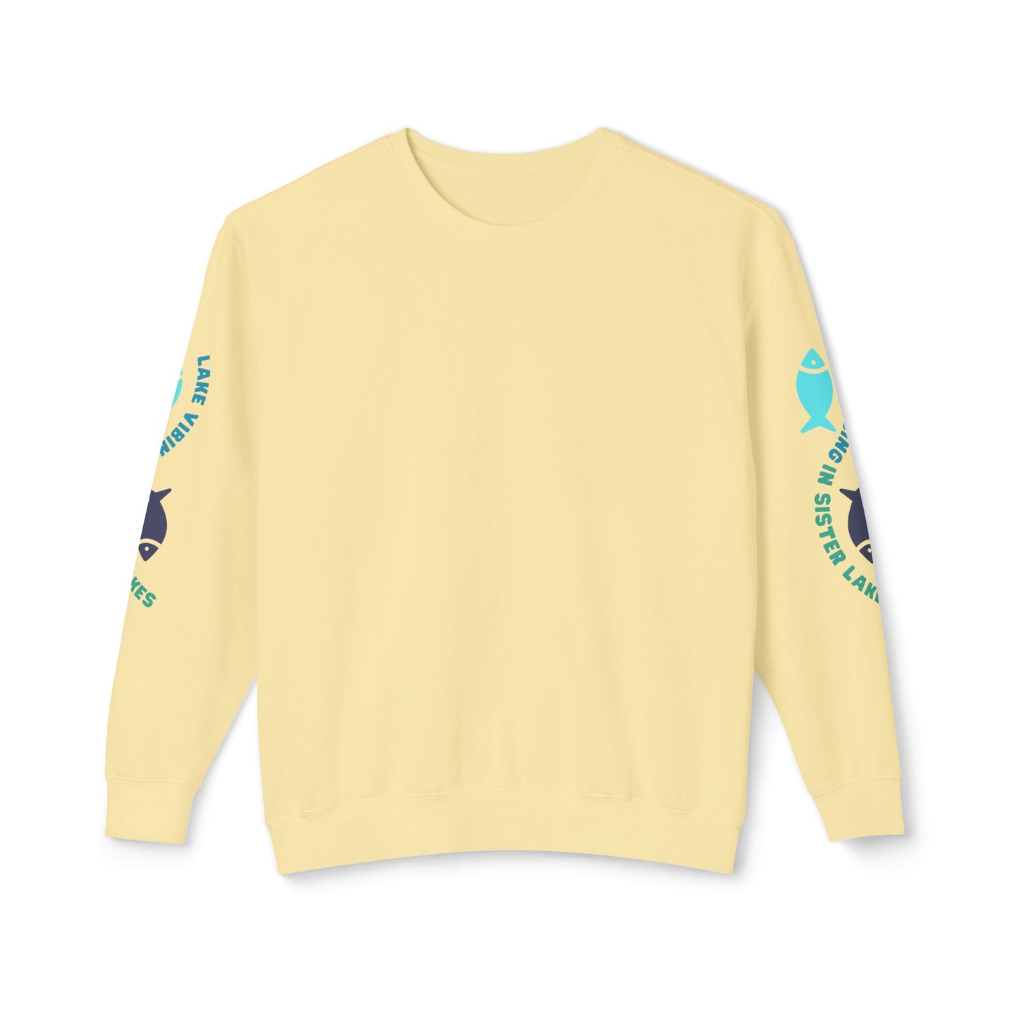 Lake Vibing in Sister Lakes (on sleeve) Unisex Lightweight Crewneck Sweatshirt