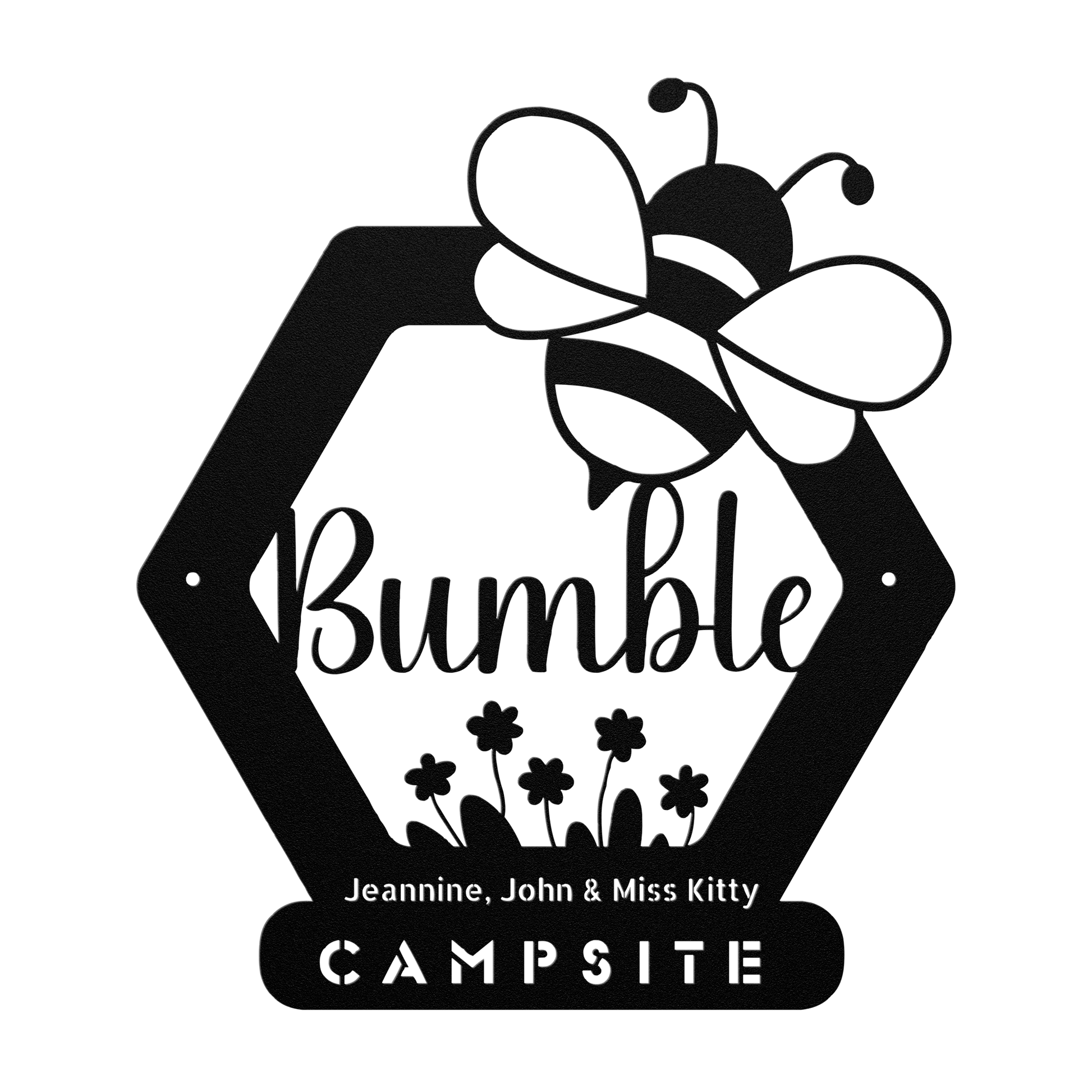 Garden_Bee_Campsite_Metal_Sign_Black_Transparent_Mockup.png