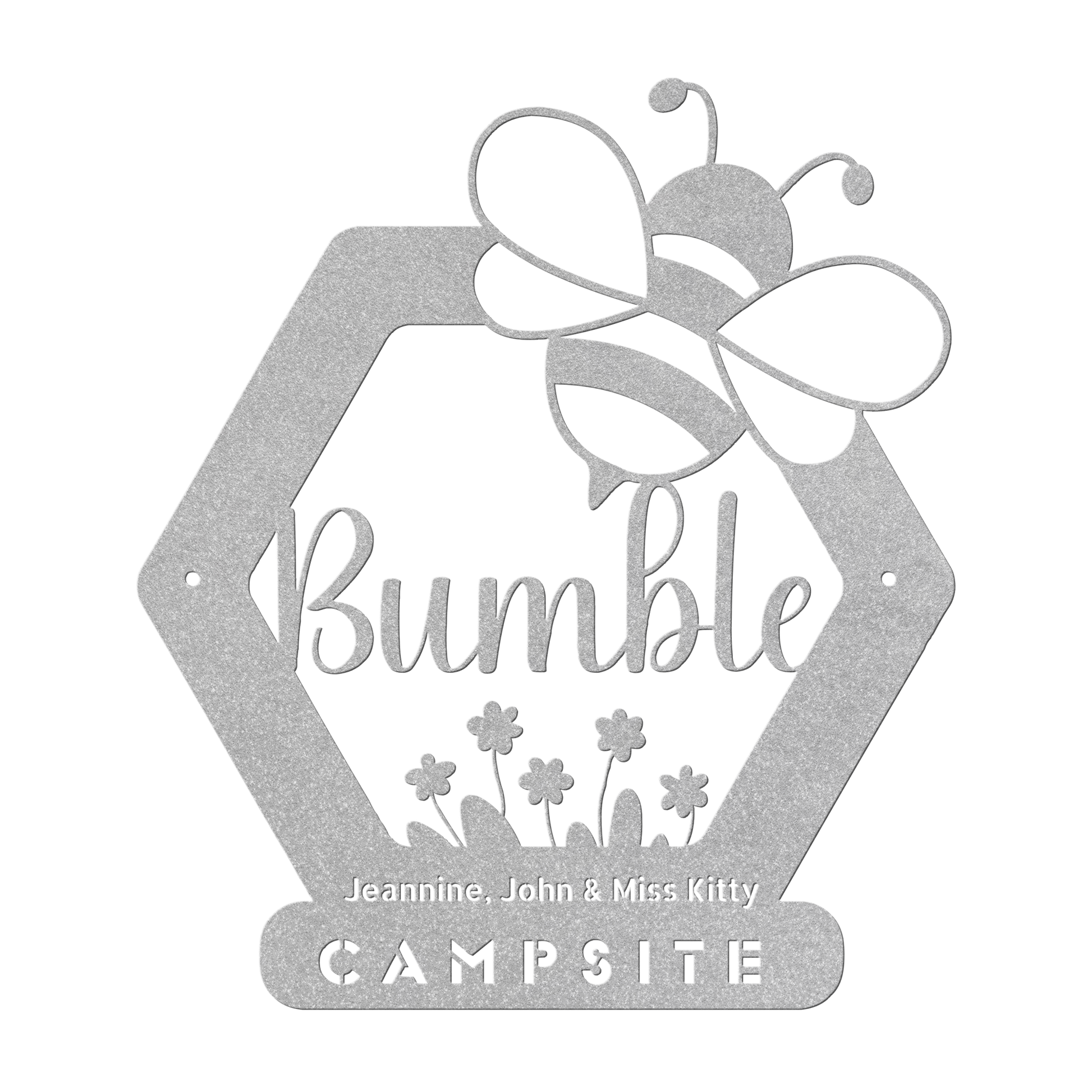Garden_Bee_Campsite_Metal_Sign_Silver_Transparent_Mockup.png