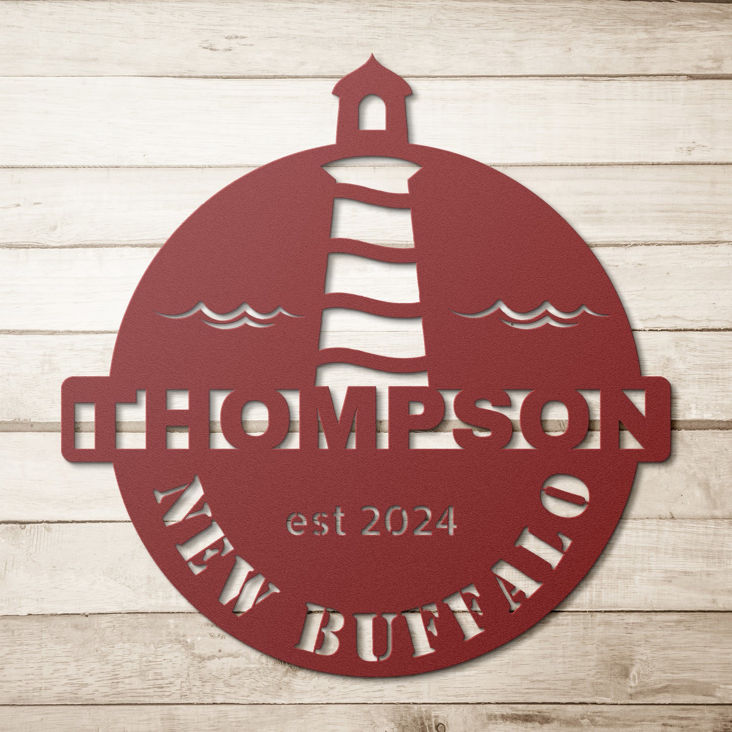 Round Lighthouse Family Metal Sign