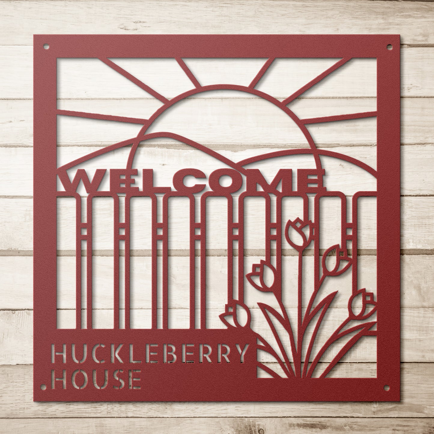 Sunset and Tulips Welcome Sign