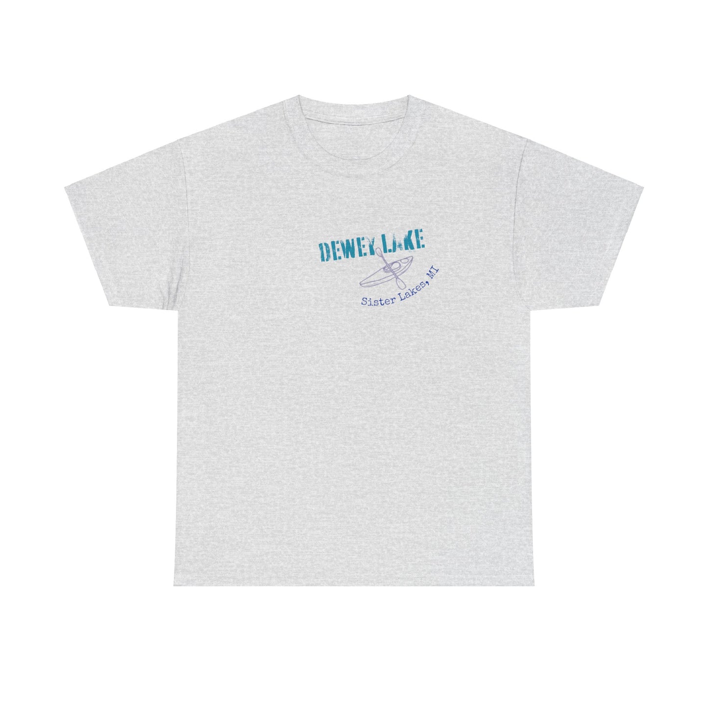 Dewey Lake Kayaker in Sister Lakes, MI Unisex Heavy Cotton Tee