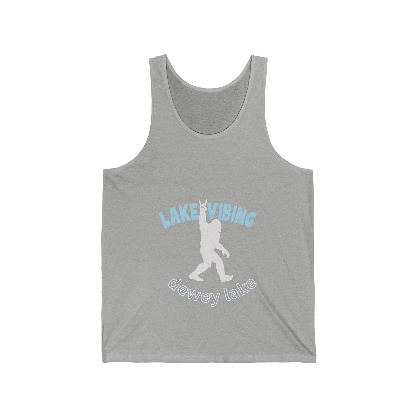 Lake Vibing with the Dewey Lake Monster Unisex Jersey Tank