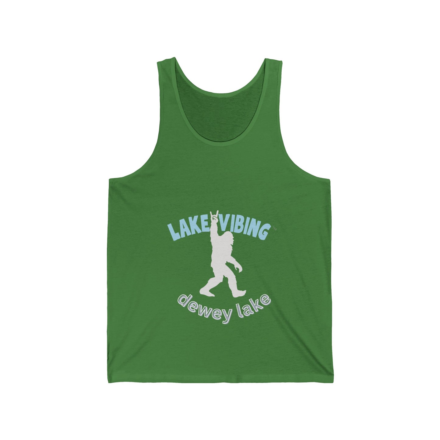 Lake Vibing with the Dewey Lake Monster Unisex Jersey Tank