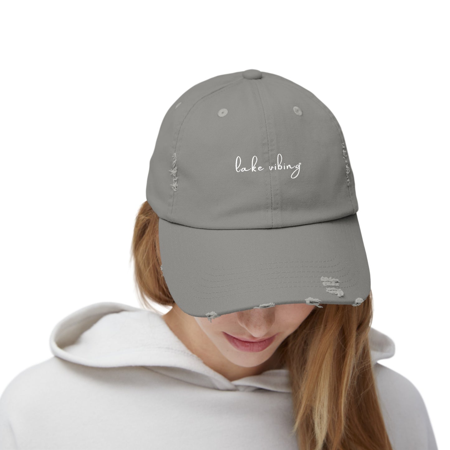 Lake Vibing Fishing Unisex Distressed Cap