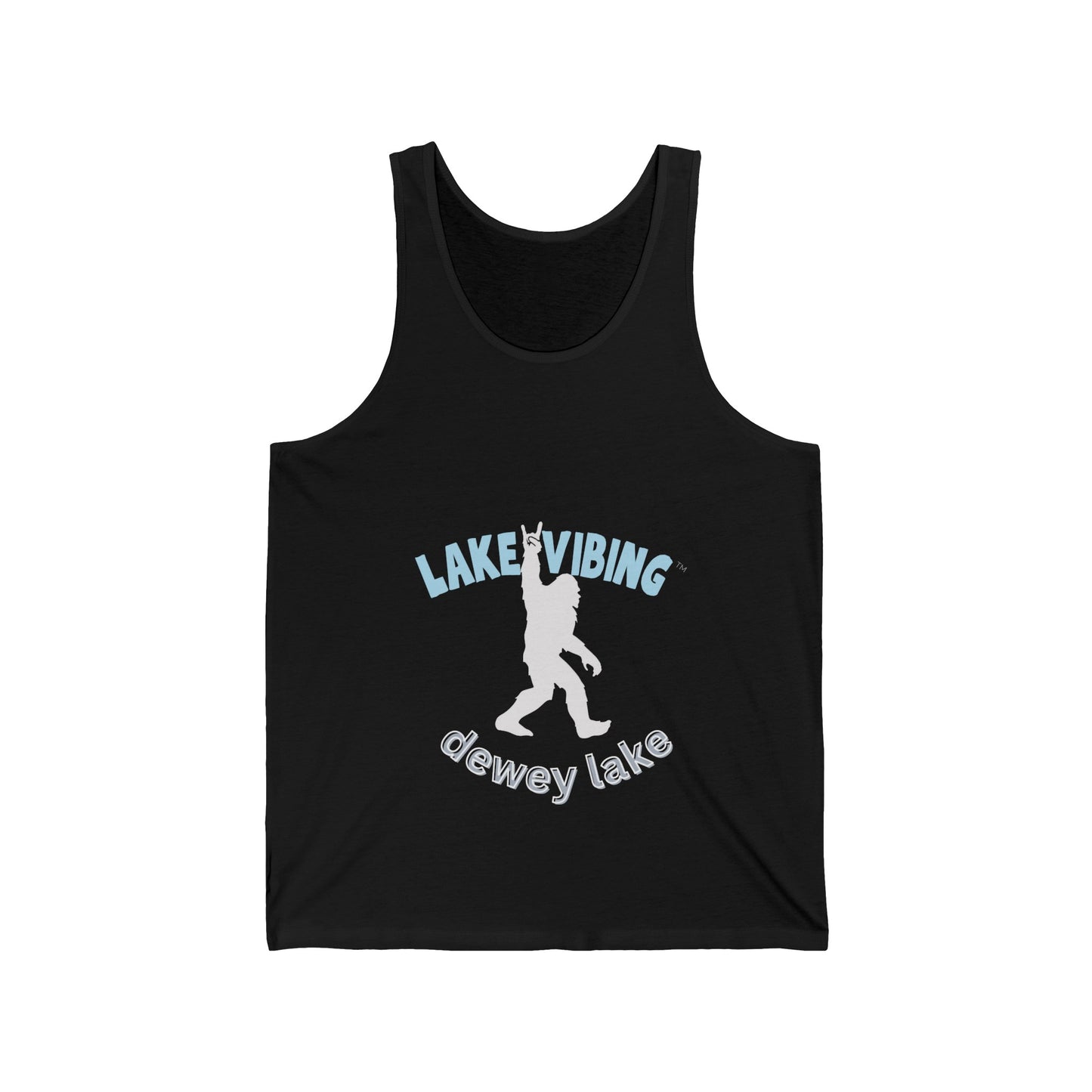 Lake Vibing with the Dewey Lake Monster Unisex Jersey Tank