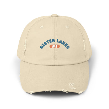 Sister Lakes MI Unisex Distressed Cap