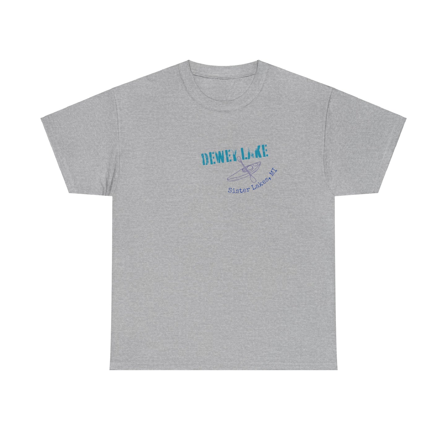 Dewey Lake Kayaker in Sister Lakes, MI Unisex Heavy Cotton Tee