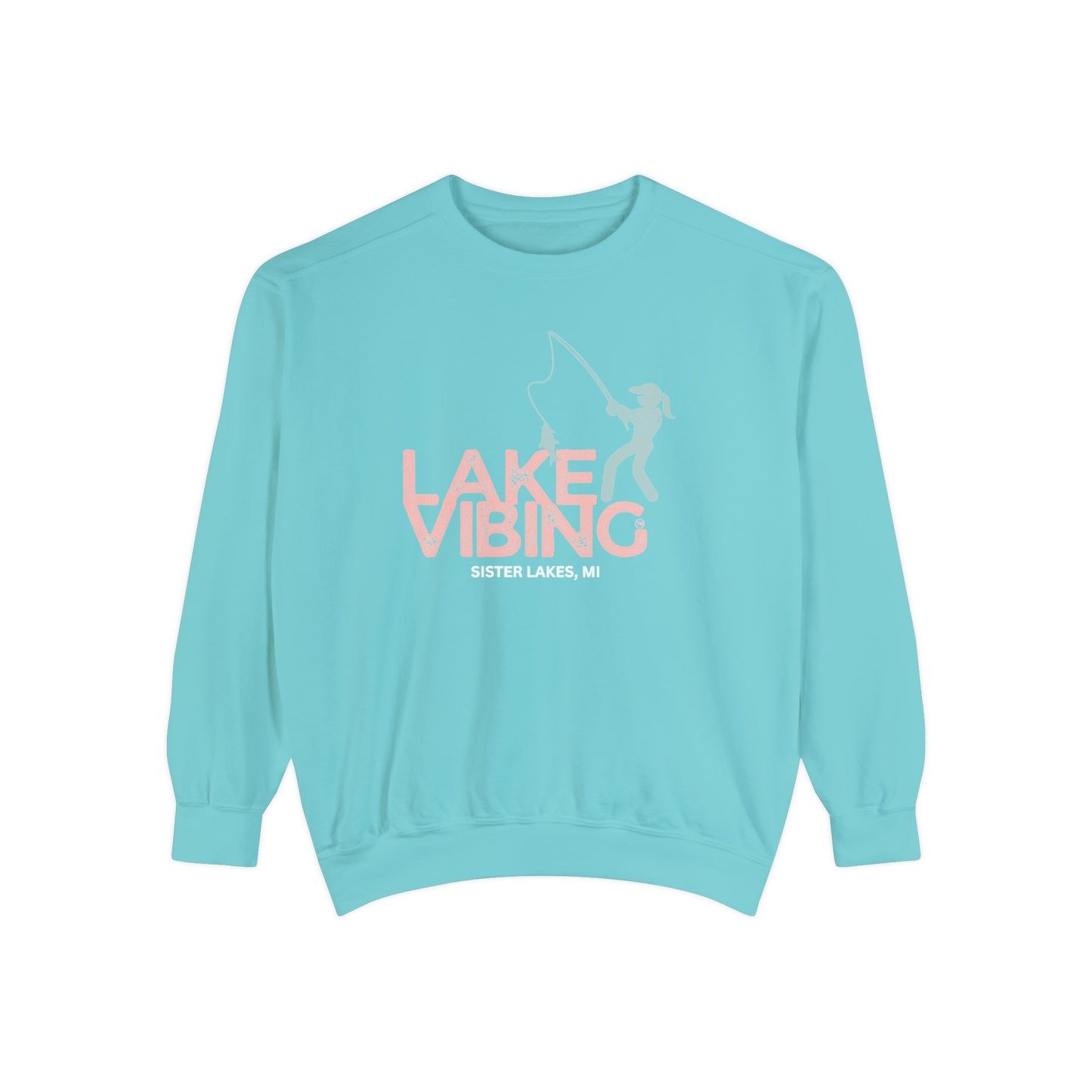 Lake Vibing Fishergirl Sister Lakes mi Unisex Garment-Dyed Sweatshirt