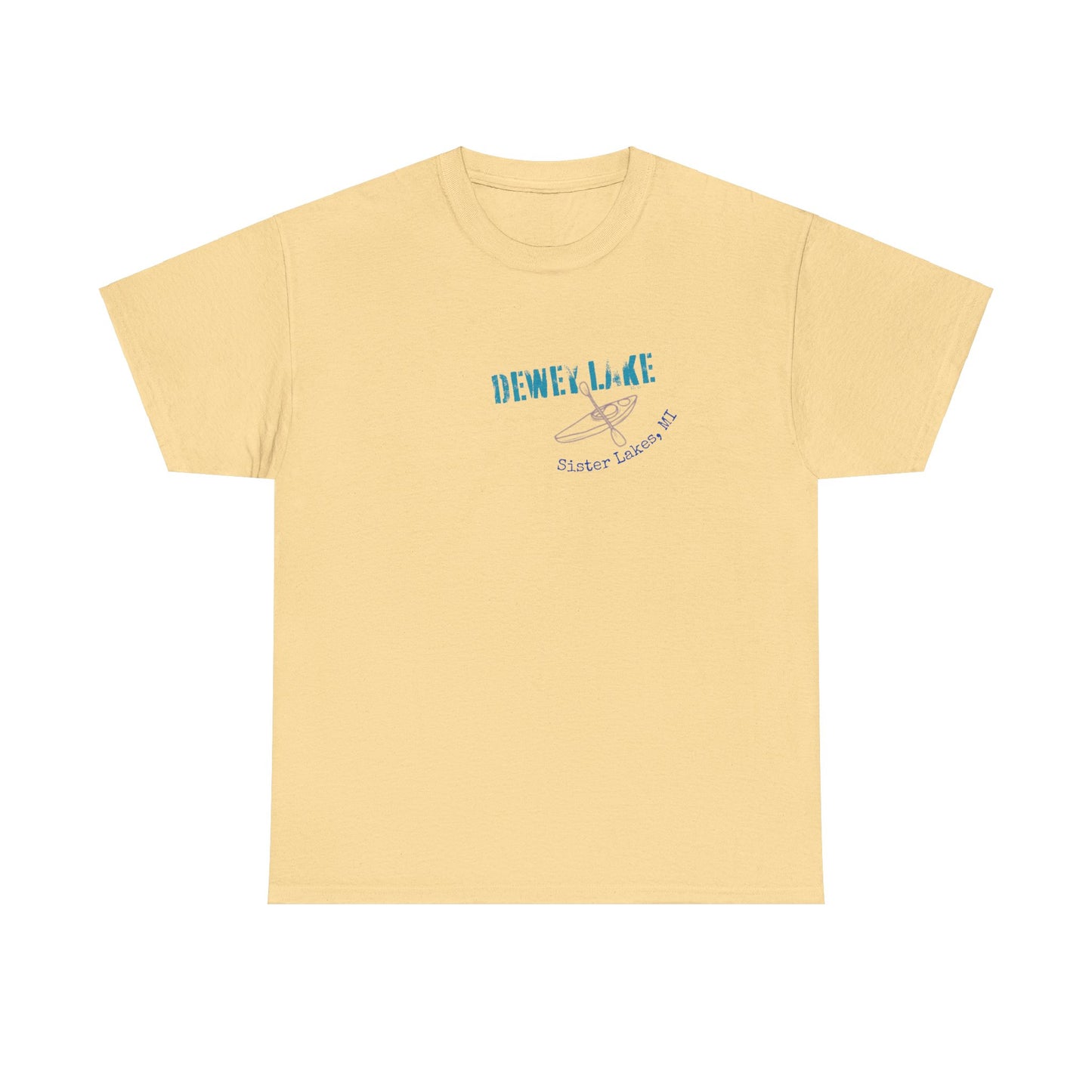 Dewey Lake Kayaker in Sister Lakes, MI Unisex Heavy Cotton Tee