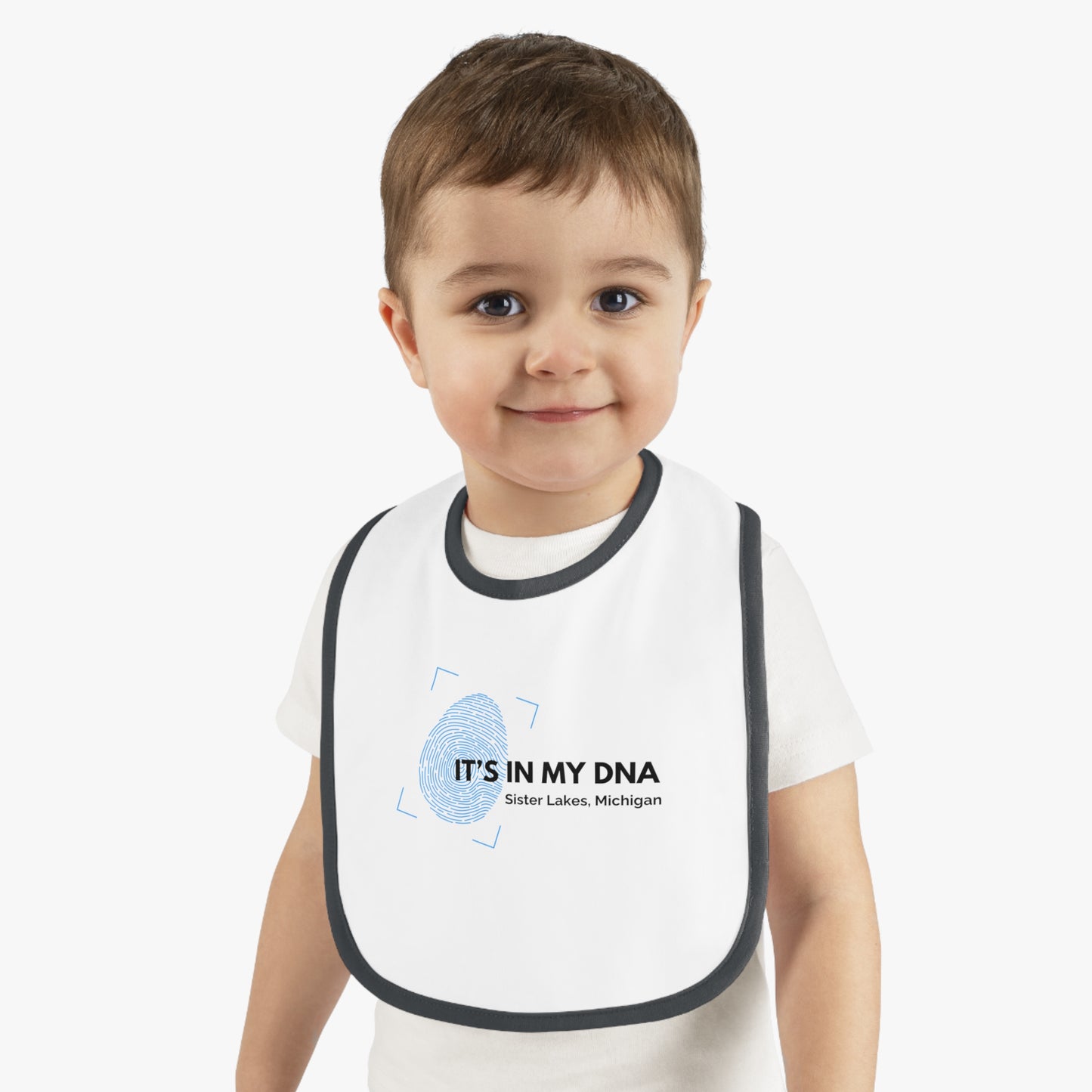 Sister Lakes IT'S IN MY DNA Baby Contrast Trim Jersey Bib