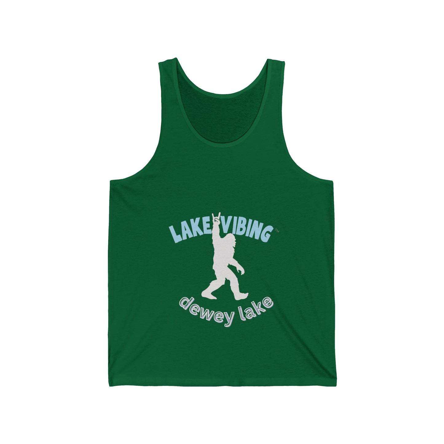 Lake Vibing with the Dewey Lake Monster Unisex Jersey Tank