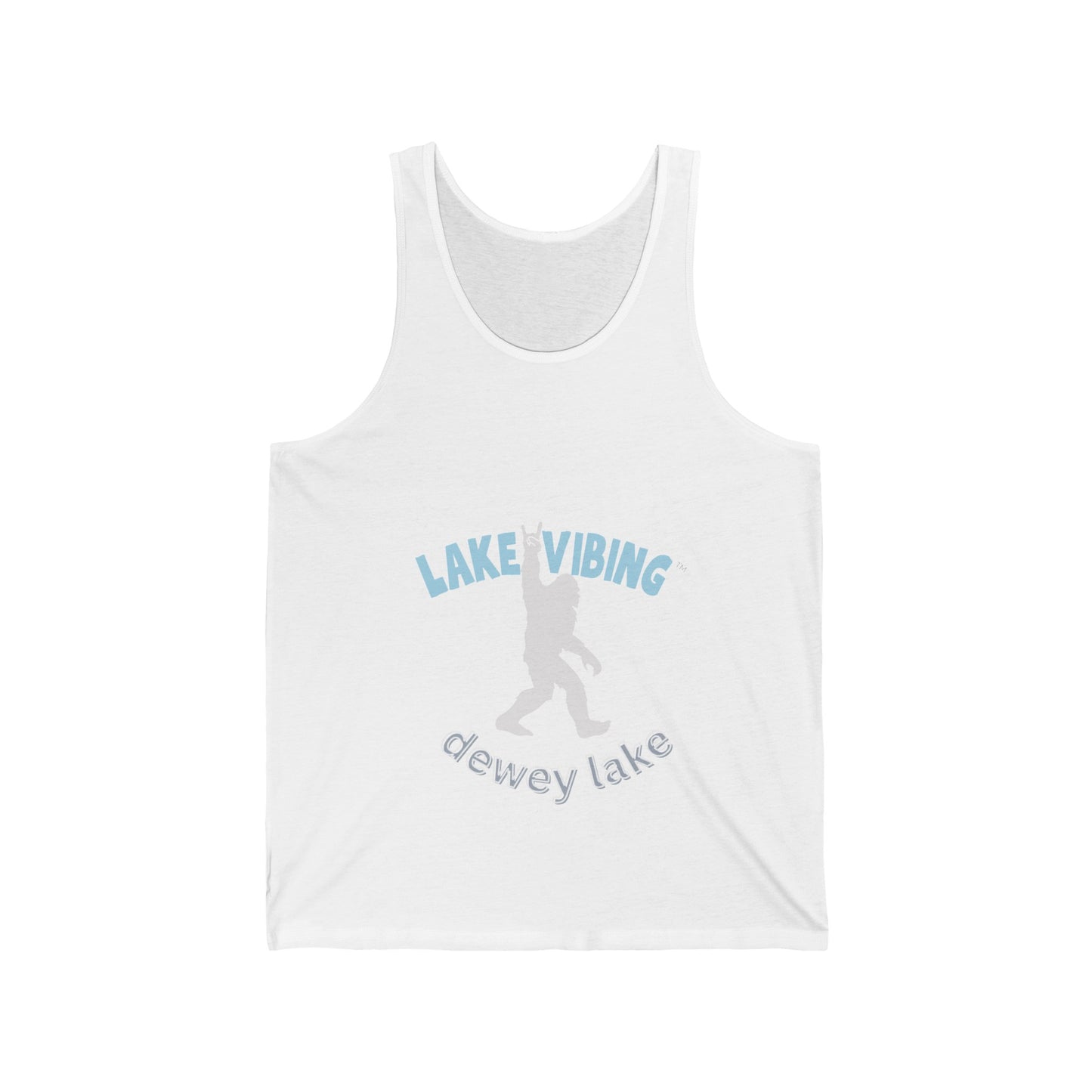 Lake Vibing with the Dewey Lake Monster Unisex Jersey Tank