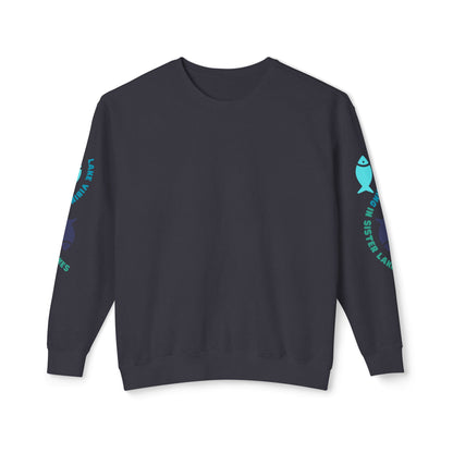 Lake Vibing in Sister Lakes (on sleeve) Unisex Lightweight Crewneck Sweatshirt