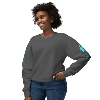 Lake Vibing in Sister Lakes (on sleeve) Unisex Lightweight Crewneck Sweatshirt