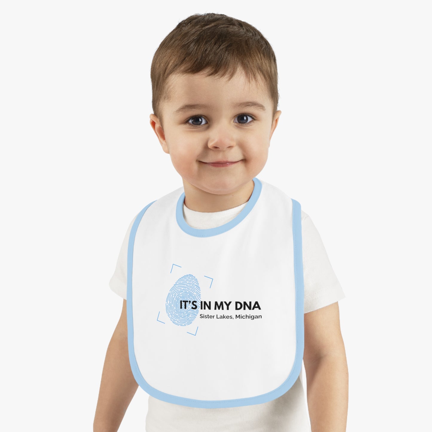 Sister Lakes IT'S IN MY DNA Baby Contrast Trim Jersey Bib