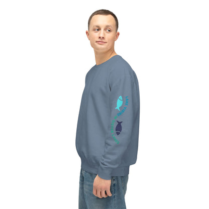 Lake Vibing in Sister Lakes (on sleeve) Unisex Lightweight Crewneck Sweatshirt