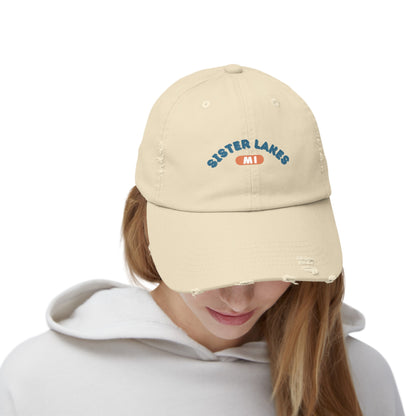 Sister Lakes MI Unisex Distressed Cap