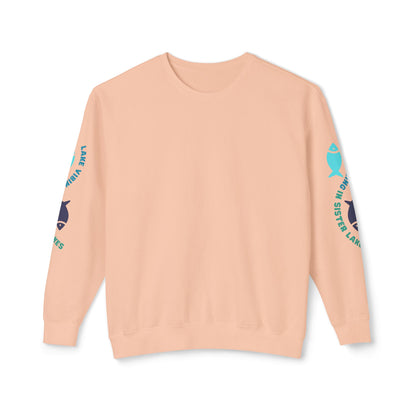 Lake Vibing in Sister Lakes (on sleeve) Unisex Lightweight Crewneck Sweatshirt