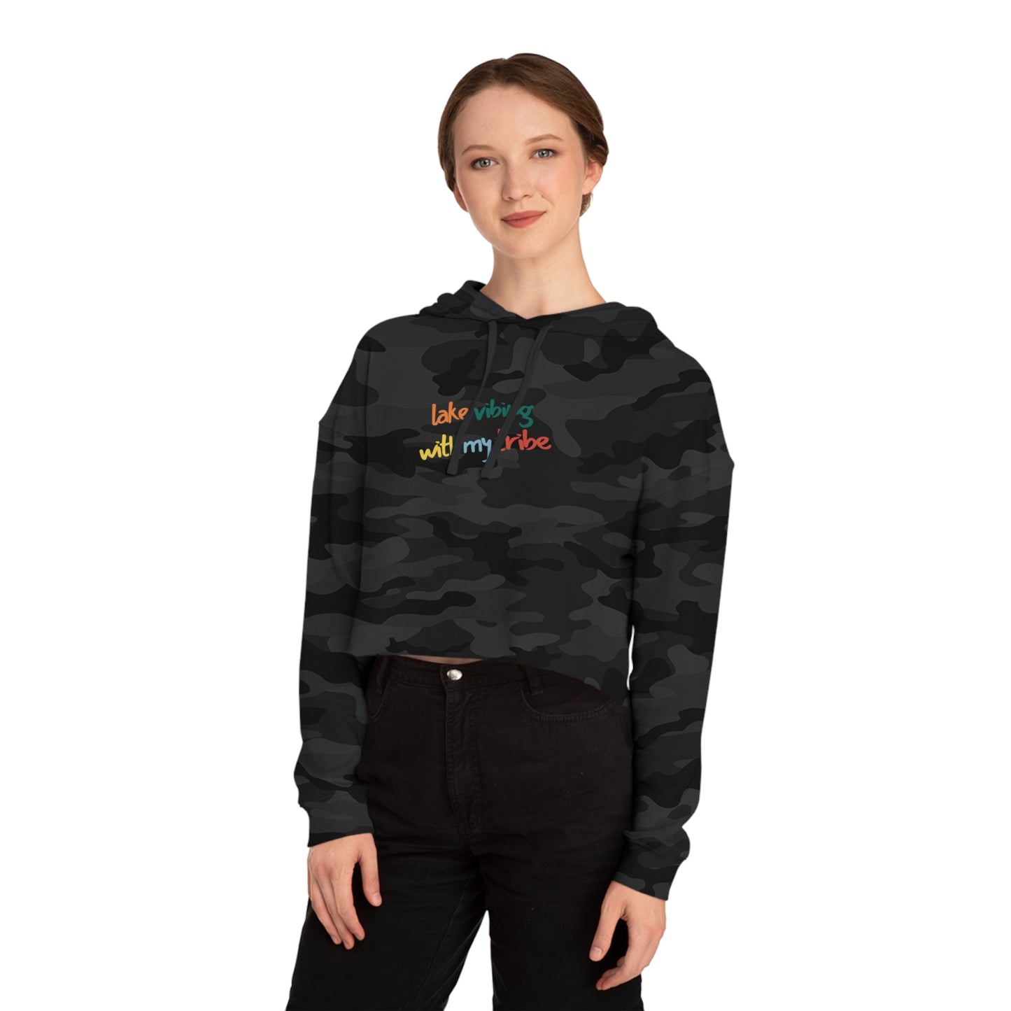 Lake Vibing with my Tribe Women’s Cropped Hooded Sweatshirt