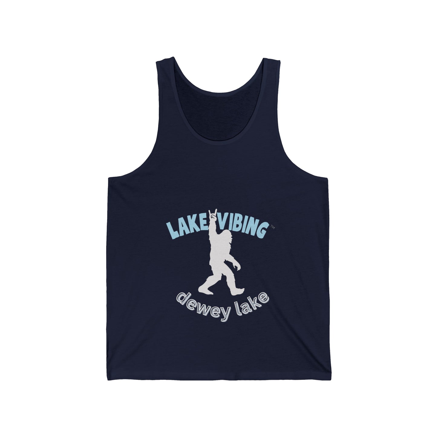 Lake Vibing with the Dewey Lake Monster Unisex Jersey Tank