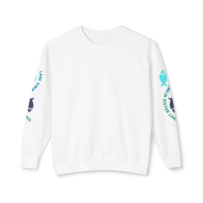 Lake Vibing in Sister Lakes (on sleeve) Unisex Lightweight Crewneck Sweatshirt