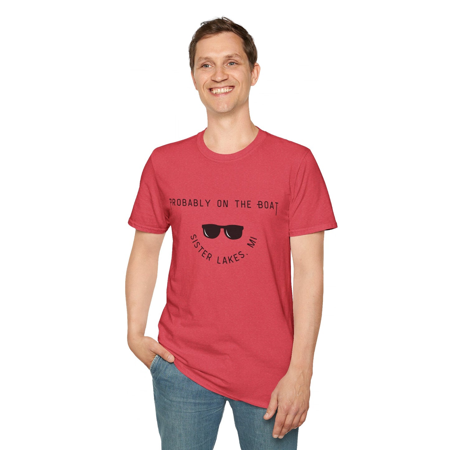 Probably on the Boat (sunglasses) Sister Lakes Unisex Softstyle T-Shirt