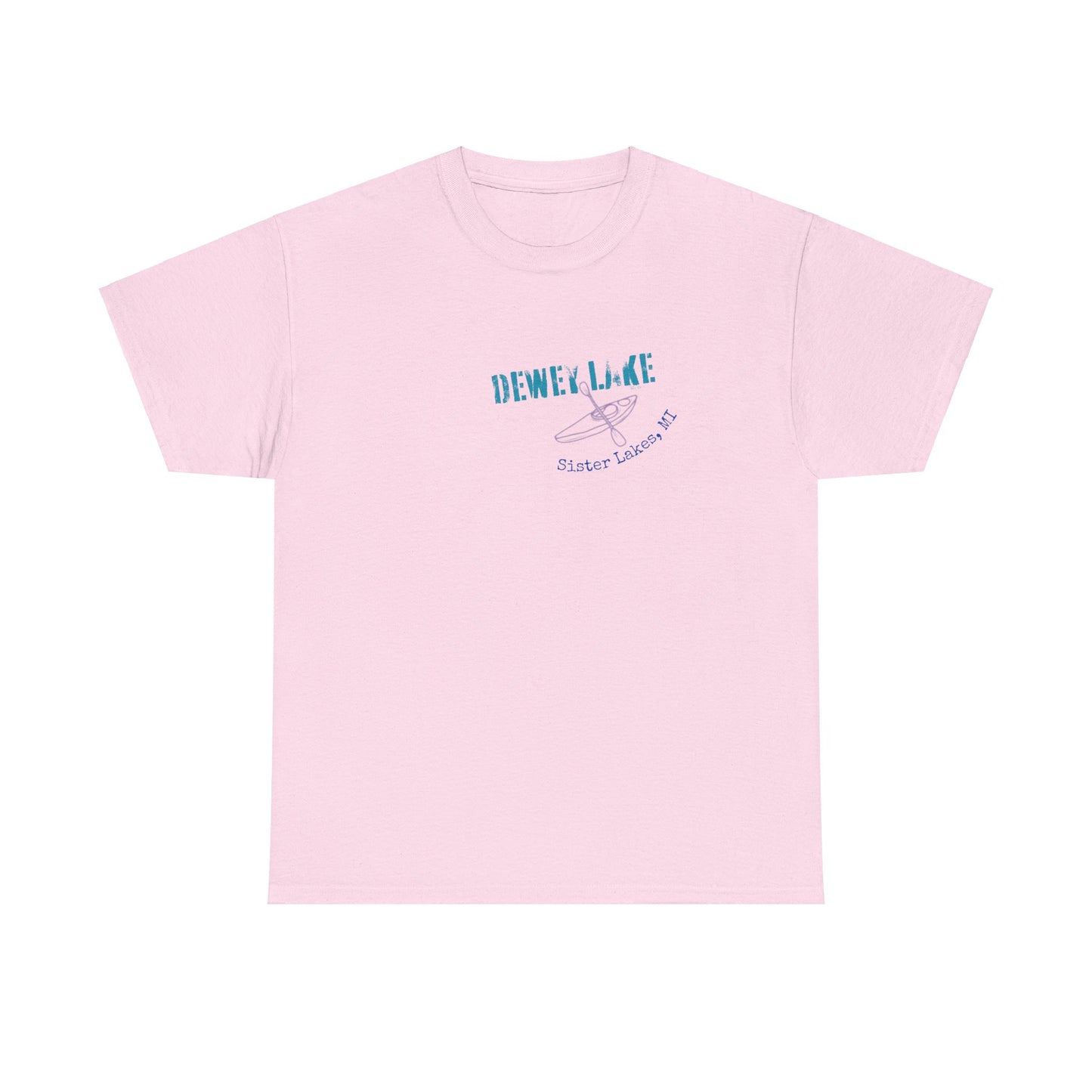 Dewey Lake Kayaker in Sister Lakes, MI Unisex Heavy Cotton Tee