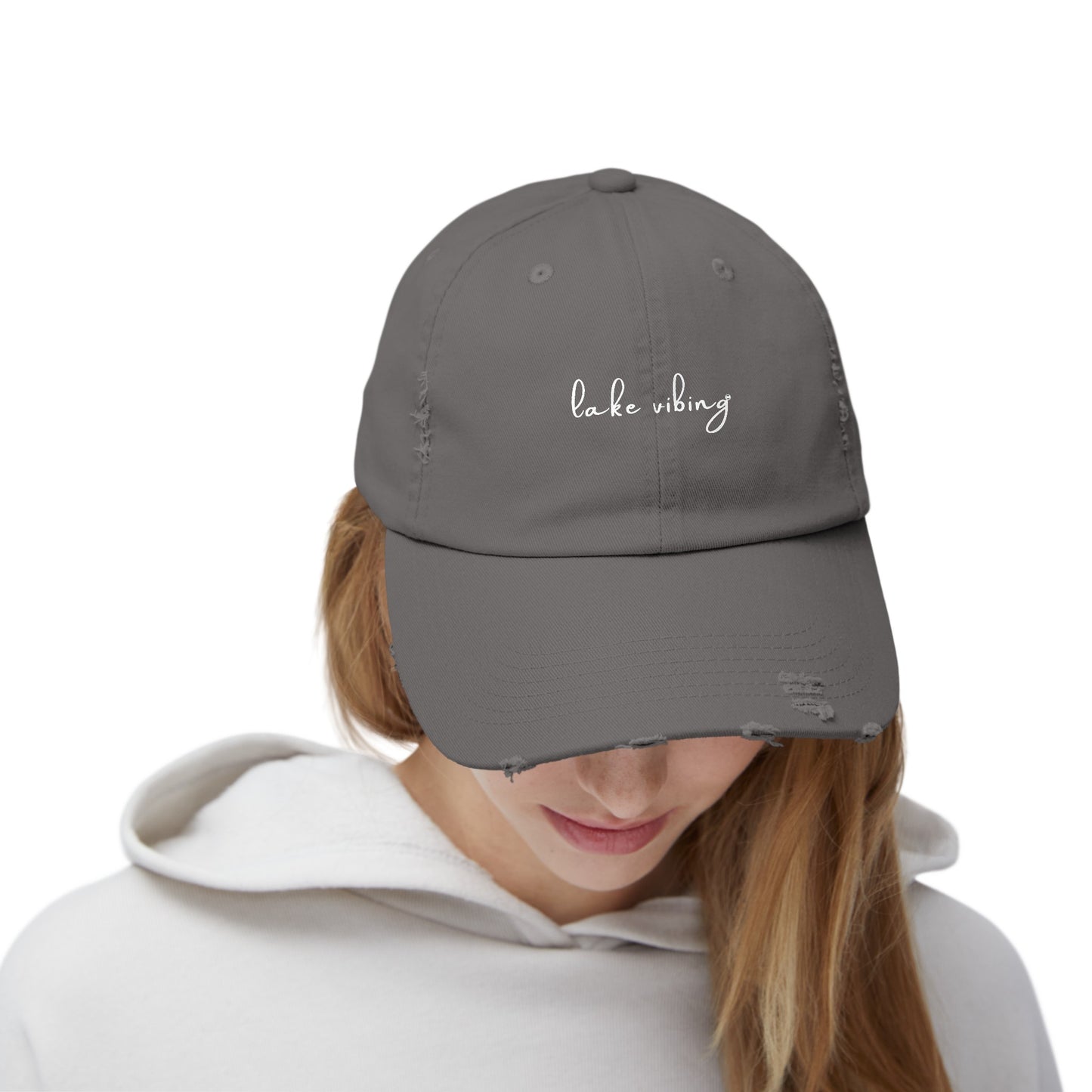 Lake Vibing Fishing Unisex Distressed Cap
