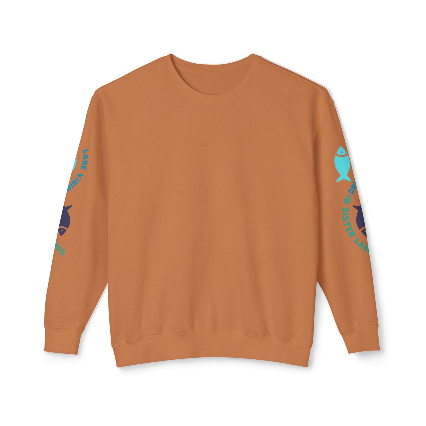 Lake Vibing in Sister Lakes (on sleeve) Unisex Lightweight Crewneck Sweatshirt