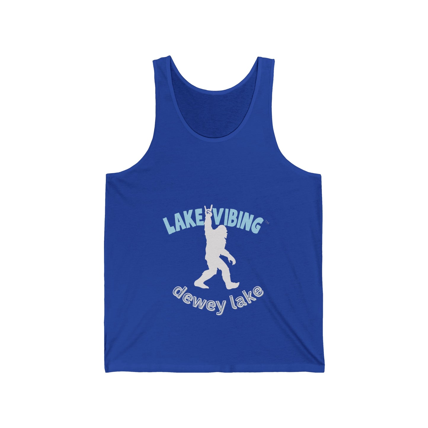 Lake Vibing with the Dewey Lake Monster Unisex Jersey Tank