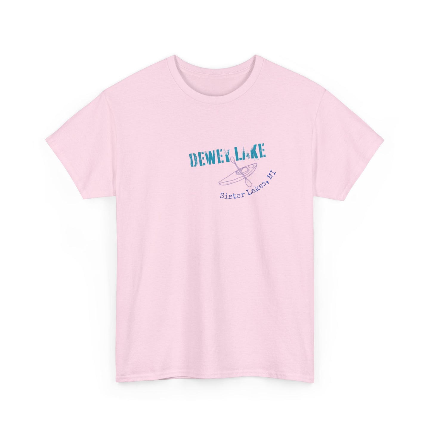 Dewey Lake Kayaker in Sister Lakes, MI Unisex Heavy Cotton Tee