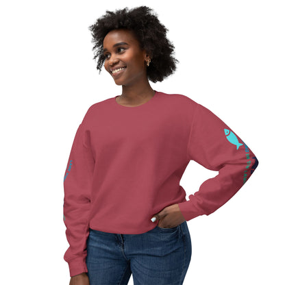 Lake Vibing in Sister Lakes (on sleeve) Unisex Lightweight Crewneck Sweatshirt