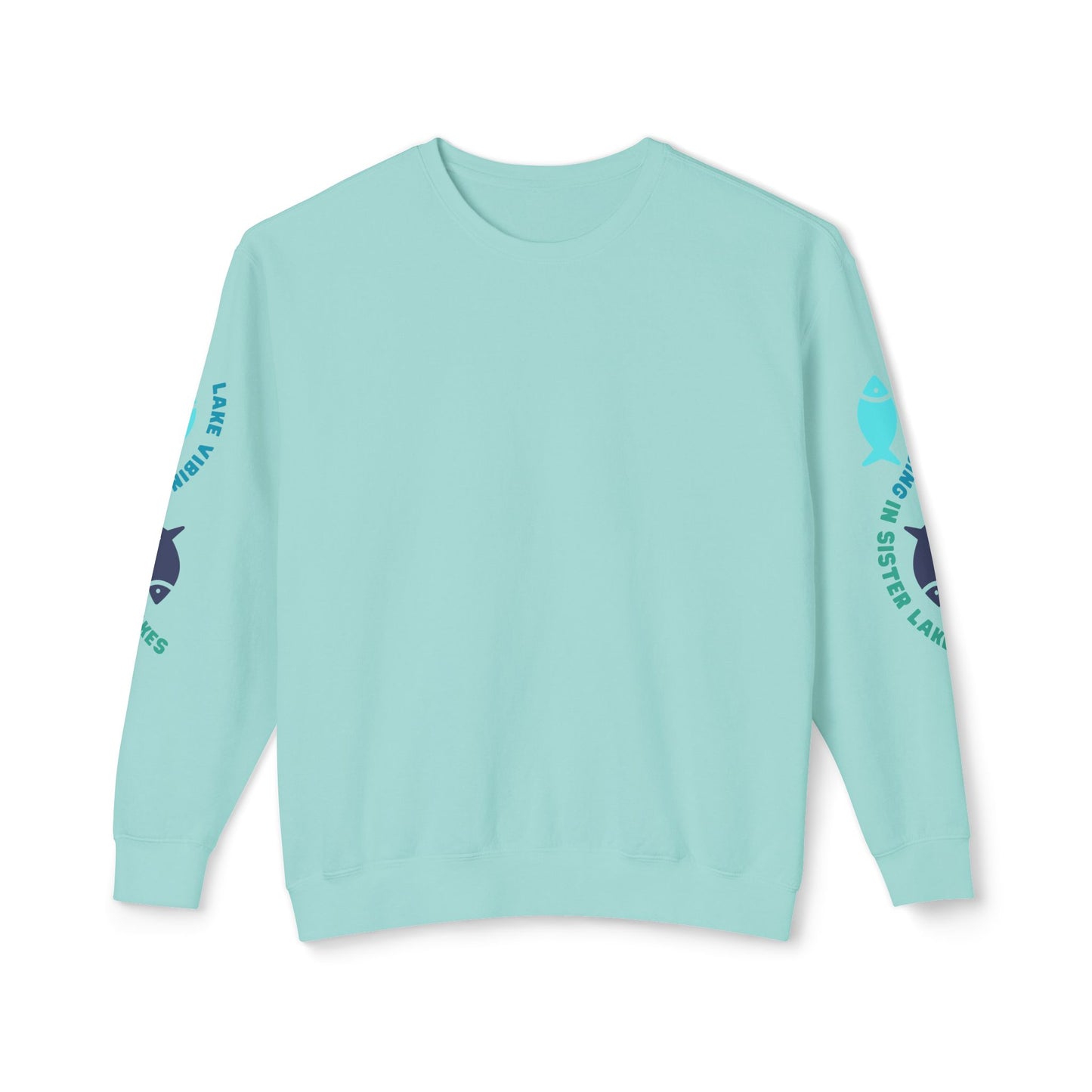 Lake Vibing in Sister Lakes (on sleeve) Unisex Lightweight Crewneck Sweatshirt