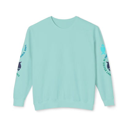 Lake Vibing in Sister Lakes (on sleeve) Unisex Lightweight Crewneck Sweatshirt