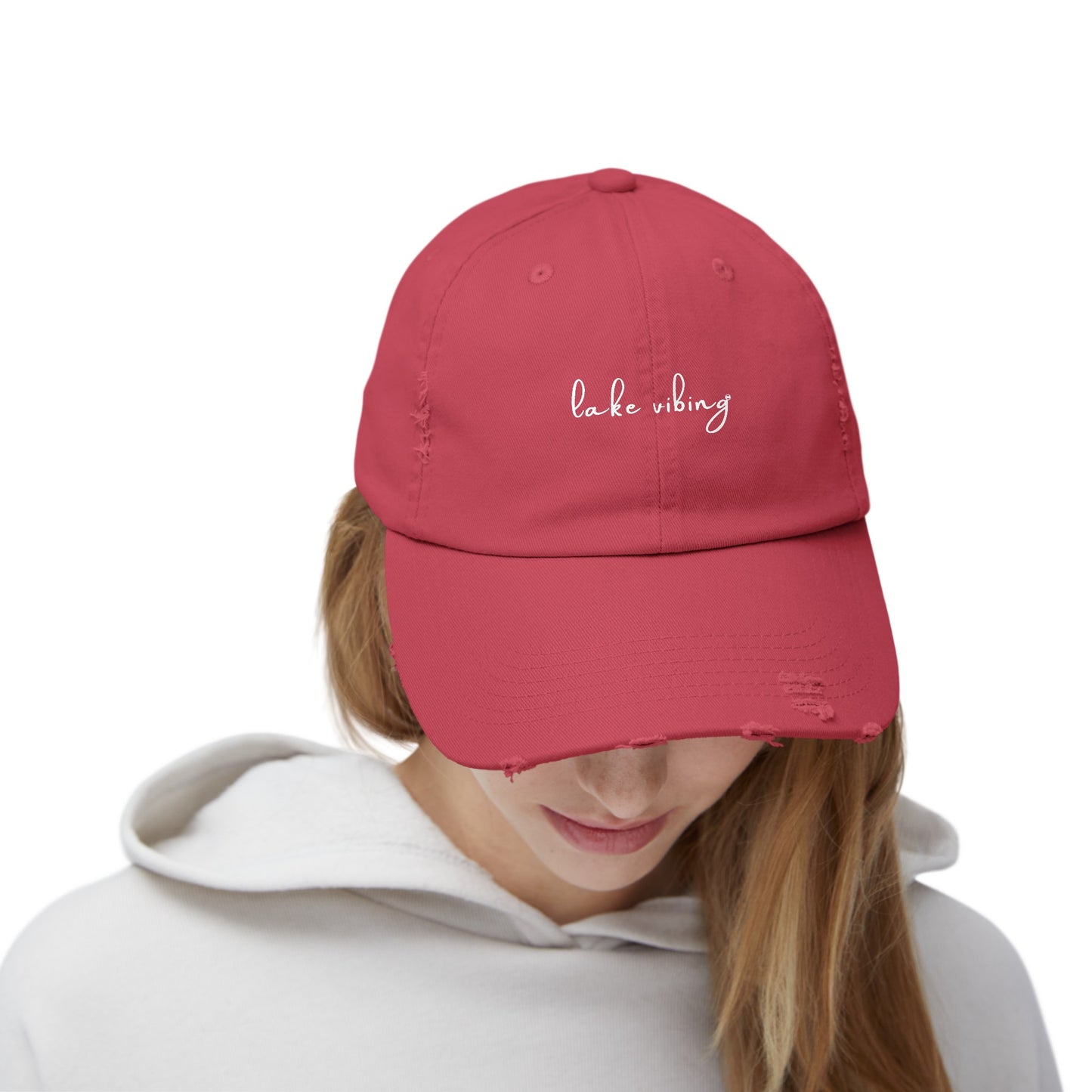 Lake Vibing Fishing Unisex Distressed Cap