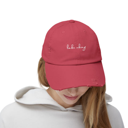 Lake Vibing Fishing Unisex Distressed Cap