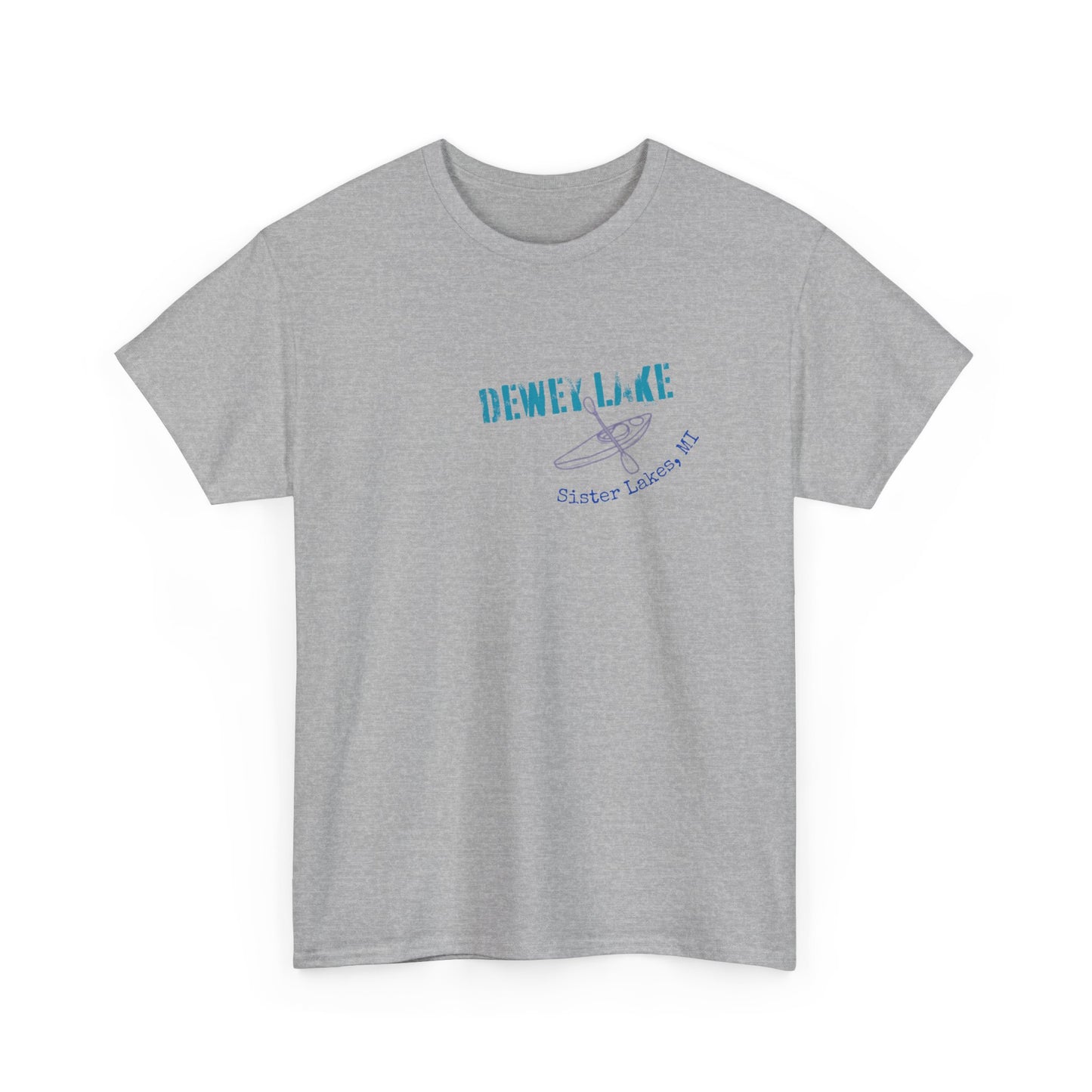 Dewey Lake Kayaker in Sister Lakes, MI Unisex Heavy Cotton Tee