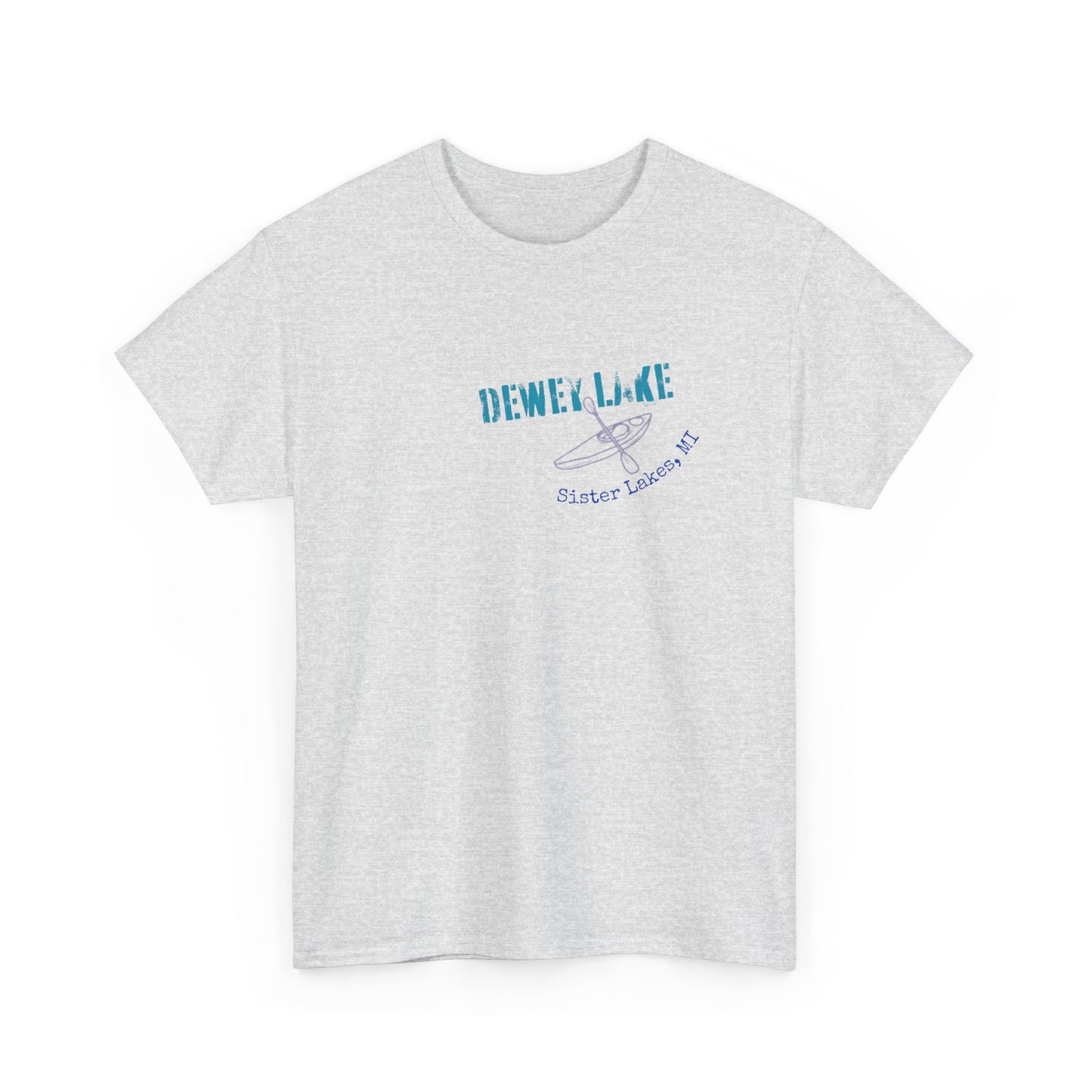 Dewey Lake Kayaker in Sister Lakes, MI Unisex Heavy Cotton Tee
