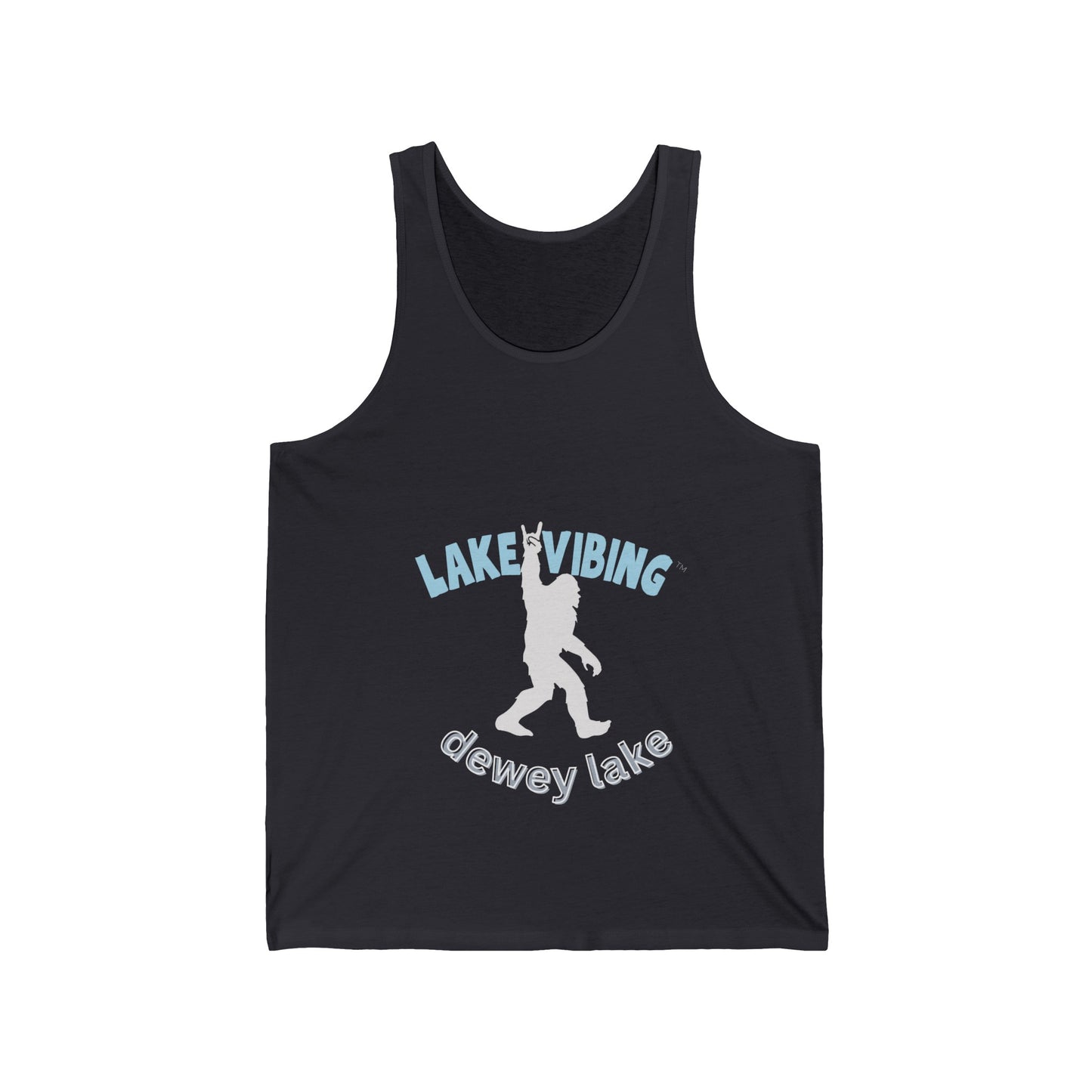 Lake Vibing with the Dewey Lake Monster Unisex Jersey Tank