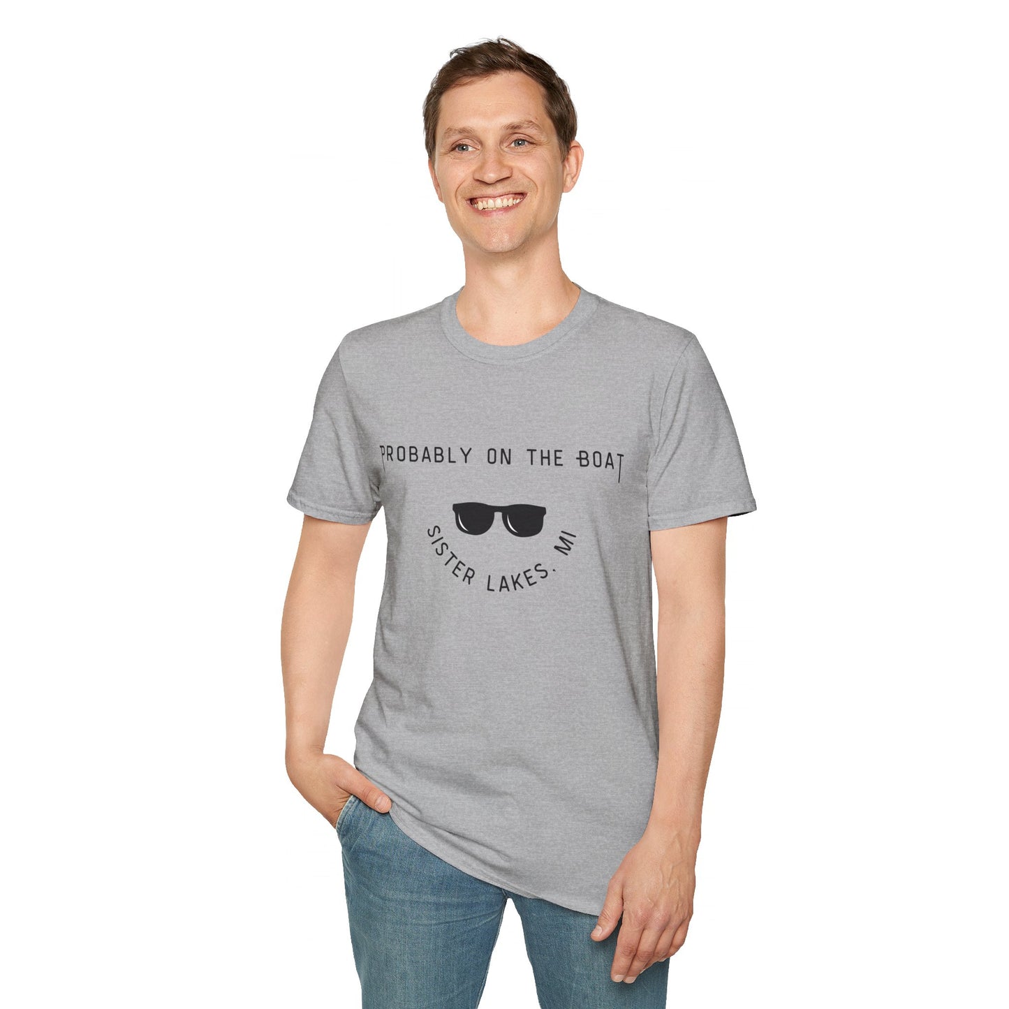 Probably on the Boat (sunglasses) Sister Lakes Unisex Softstyle T-Shirt