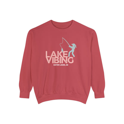 Lake Vibing Fishergirl Sister Lakes mi Unisex Garment-Dyed Sweatshirt