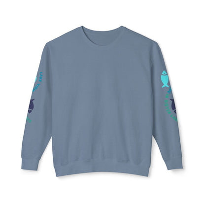 Lake Vibing in Sister Lakes (on sleeve) Unisex Lightweight Crewneck Sweatshirt