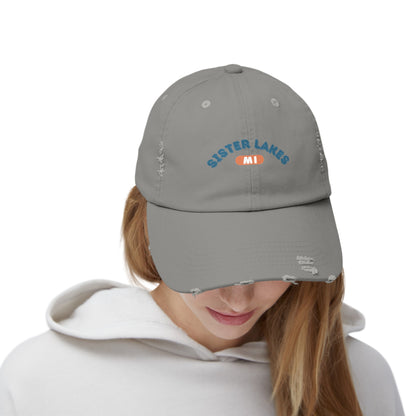 Sister Lakes MI Unisex Distressed Cap