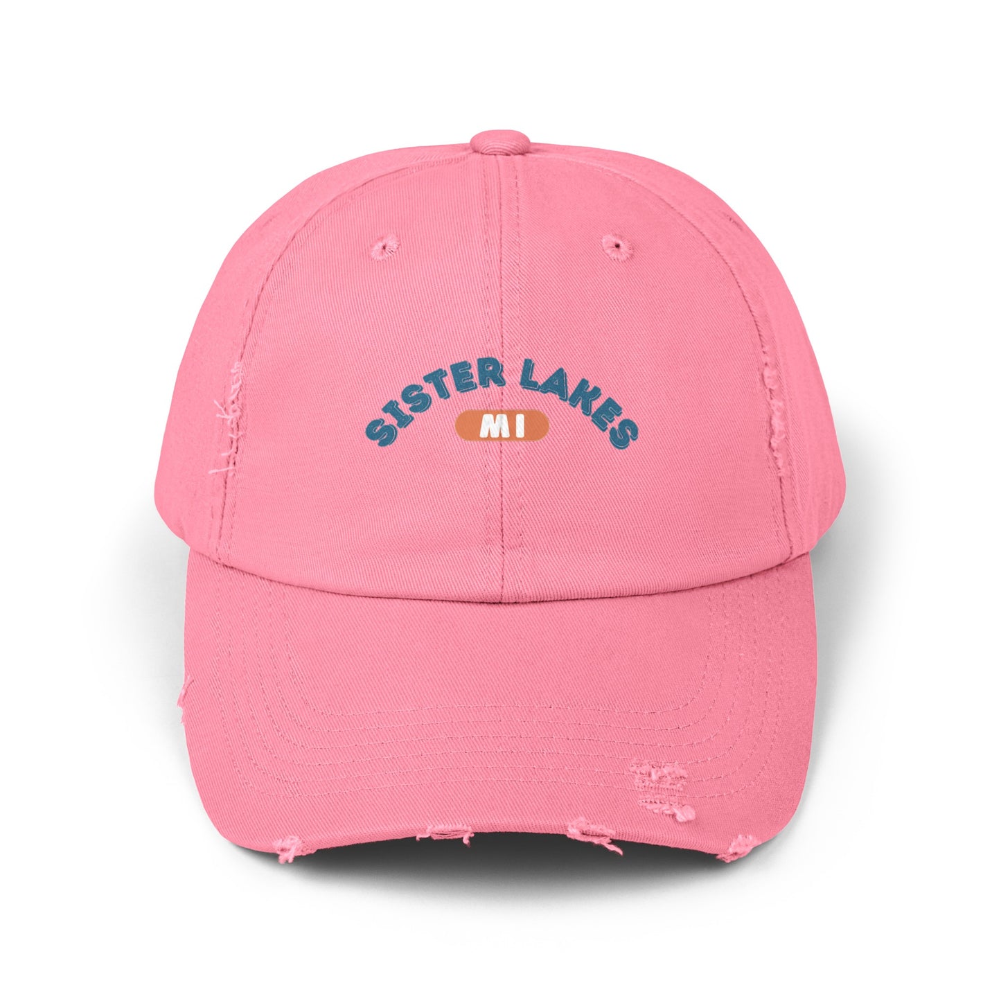 Sister Lakes MI Unisex Distressed Cap