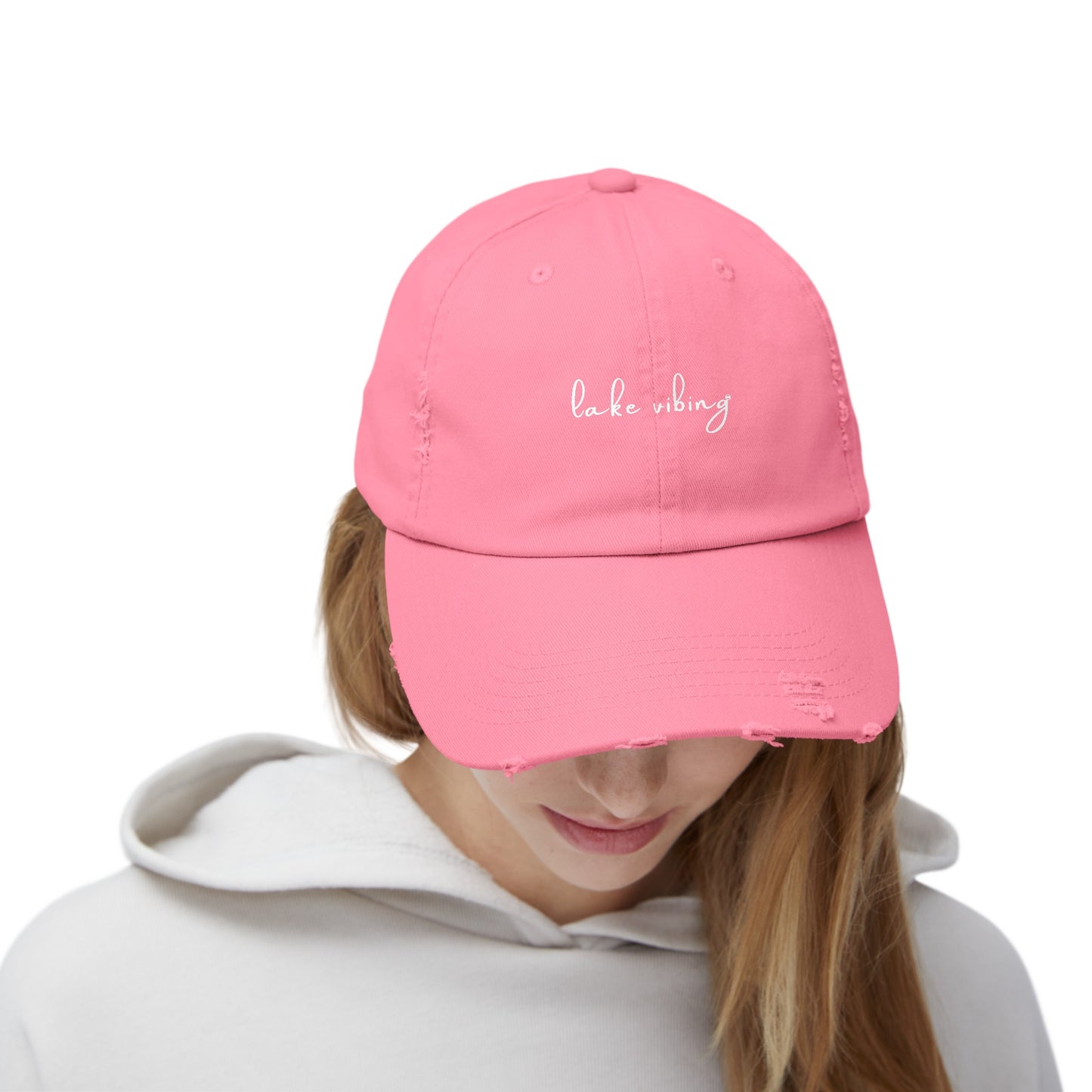 Lake Vibing Fishing Unisex Distressed Cap