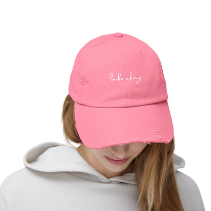 Lake Vibing Fishing Unisex Distressed Cap
