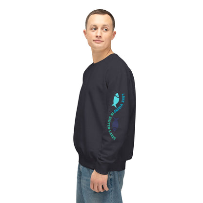 Lake Vibing in Sister Lakes (on sleeve) Unisex Lightweight Crewneck Sweatshirt